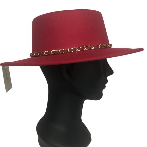 Riah Fashion Red Boater Hat - Picture 4 of 10
